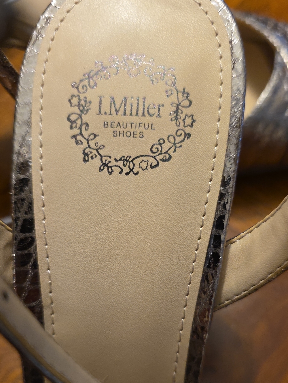 I. Miller IM Daryl Steel Metallic Snake Print Stiletto Strappy Heels 10M - NEW - Picture 7 of 10